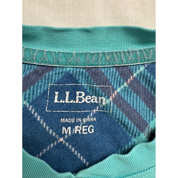 LL Bean Womens Teal Blue 100% Cotton Long Sleeve Henley Top Size Medium Regular - Picture 2 of 12
